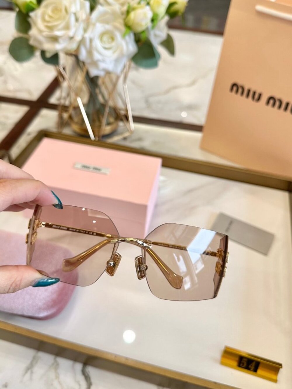 Miu Miu Rimless Square Sunglasses